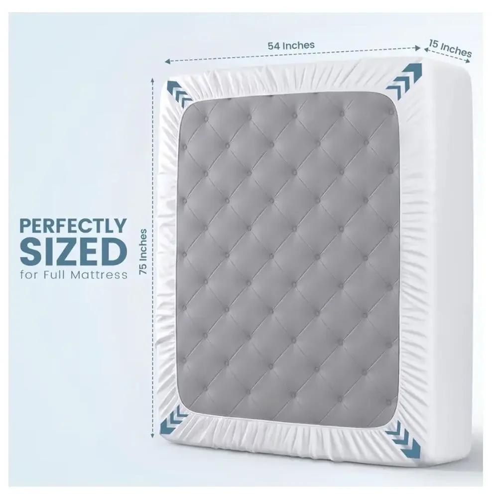 2 Pack Full Mattress Protector Waterproof Terry Cover Deep Pocket White New